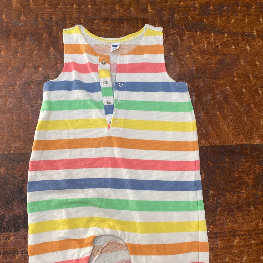 Old Navy, tank top, rainbow, snap bottom onesie.